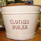 Antique enamelware clothes boiler.