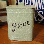 Rare enamelware flour bin.