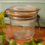A small French glass canister.