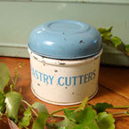 A blue Tala pastry cutters tin.