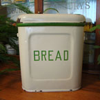 Rare green and cream bread bin.