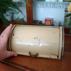 Rare tiny cream rolltop bread bin.