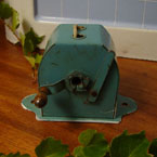 Old green windup washing line metal.