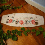 Antique tinplate dish cloth holder roses.