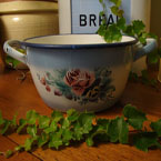 French enamelware bowl rose decoration.