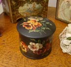 Antique lithograph pansie papier-m�ch� jar.