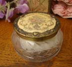 Antique petit point glass jar roses.