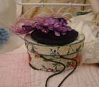 Antique hat and box for doll.