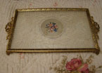 Antique petit point dressing table tray.